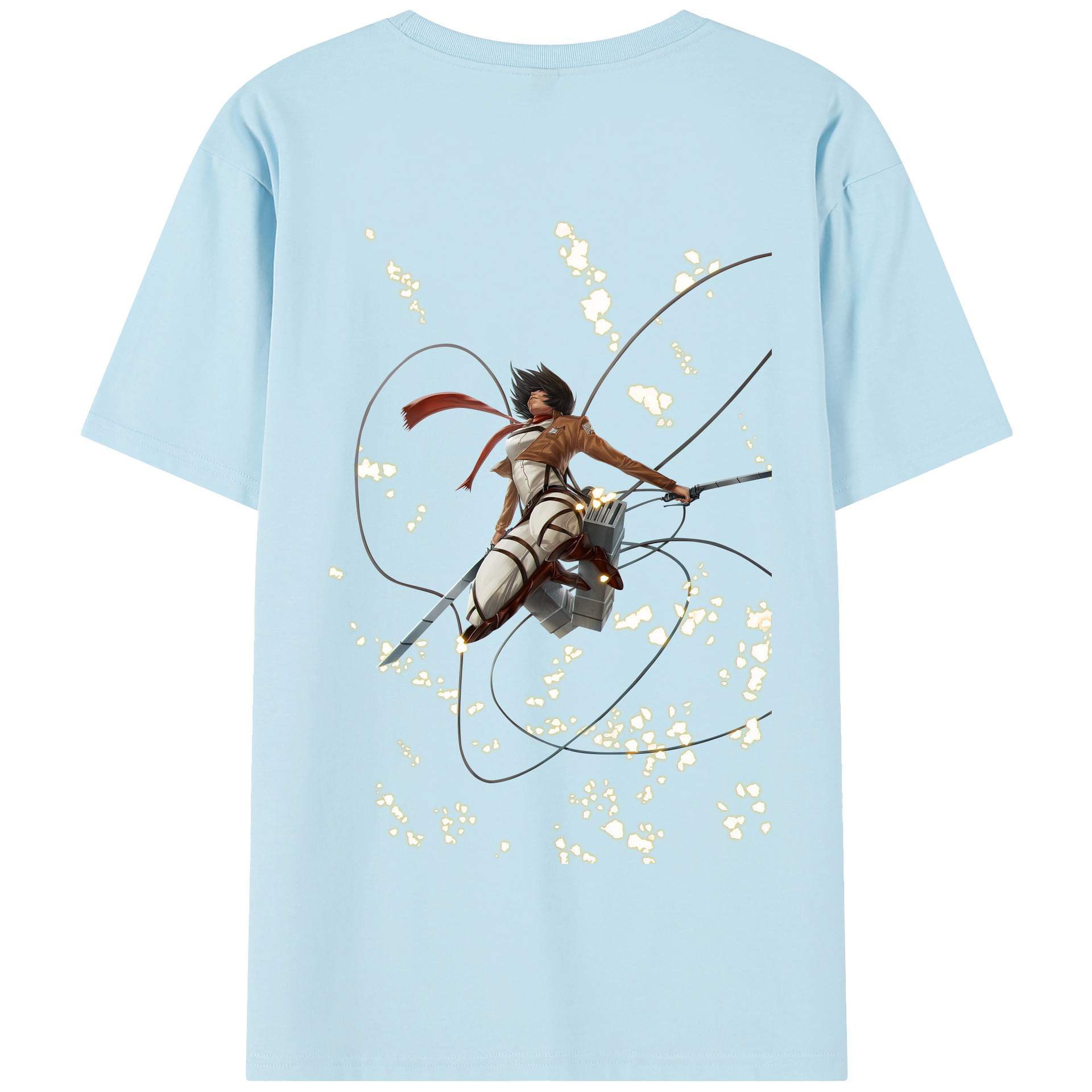 （画像用） 進撃の巨人 ミカサ·アッカーマン Attack on Titan Mikasa Ackerman 綿100％半袖Tシャツ（背面プリント）